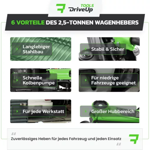 DriveUpTools hidraulikus emelő 2.5T 85-350mm emeléssel 2500kg terhelhetőség