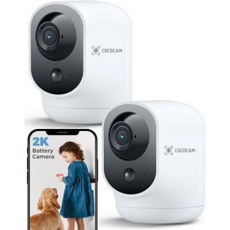   COCOCAM 2K WiFi Biztonsági Kamera Akkumulátorral, Mozgásérzékelés, Baba és Háziállat Megfigyelő