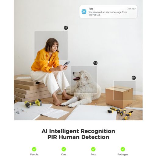 COCOCAM 2K WiFi Biztonsági Kamera Akkumulátorral, Mozgásérzékelés, Baba és Háziállat Megfigyelő