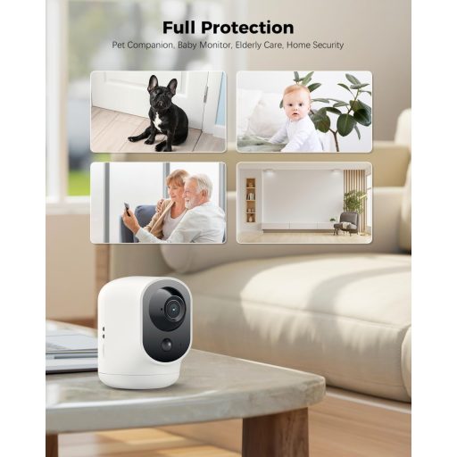COCOCAM 2K WiFi Biztonsági Kamera Akkumulátorral, Mozgásérzékelés, Baba és Háziállat Megfigyelő