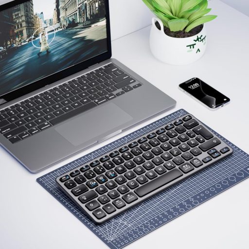 iClever Bluetooth Billentyűzet, Vezeték Nélküli Német QWERTZ Kiosztás, Újratölthető, 3 Eszköz Közötti Váltás, MacBook Pro/Air, iMac Kompatib