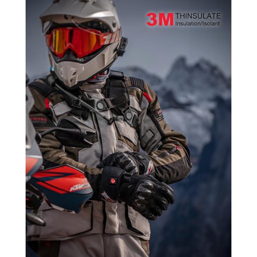 Mănuși moto încălzite BORLENI cu baterie de 3000mAh, mărimea M - Impermeabile, 4 niveluri de căldură, mănuși de iarnă unisex cu touchscreen pentru motociclism
