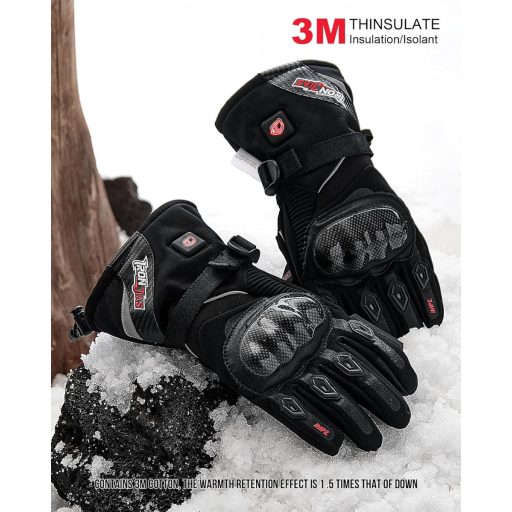 Mănuși moto încălzite BORLENI cu baterie de 3000mAh, mărimea M - Impermeabile, 4 niveluri de căldură, mănuși de iarnă unisex cu touchscreen pentru motociclism