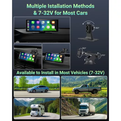 aphqua 10.26" Display auto portabil Apple CarPlay Android Auto Navigație GPS Bluetooth Ecran tactil IPS Touchscreen USB AUX FM