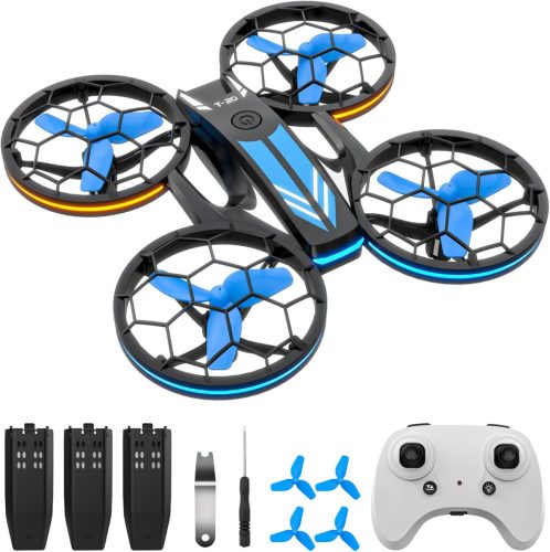 TEEROK T20 Mini Drón Gyerekeknek - RC Quadrocopter 3 Akkumulátorral, Magasságtartással, Fejnélküli Móddal, 3D Flip Funkcióval - Távirányítós