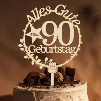 Giftota 90. születésnapi tortadísz LED fényekkel fa