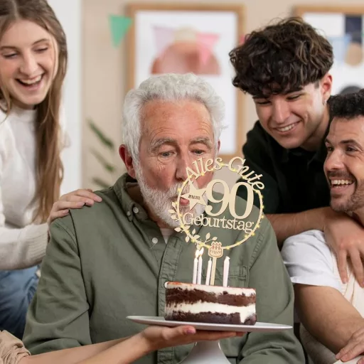 Giftota 90. születésnapi tortadísz LED fényekkel fa
