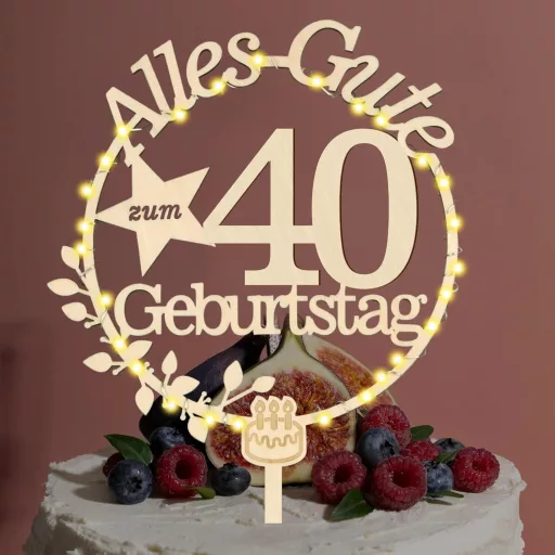 Giftota 90. születésnapi tortadísz LED fényekkel fa