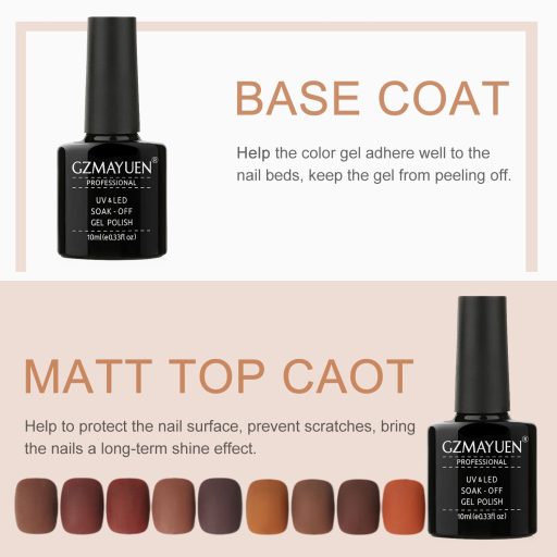 Sada gélových lakov na nechty GZMAYUEN Shellac Base Coat a Matt Top Coat UV 10 ml