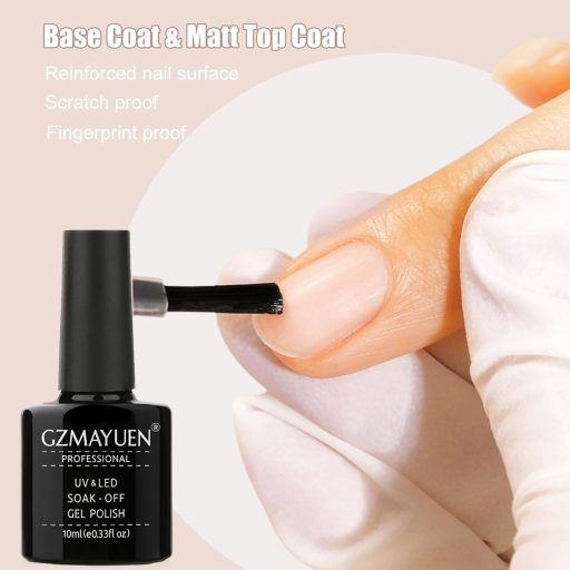 GZMAYUEN Shellac Base Coat és Matt Top Coat UV Gél Lakk Szett 10ml