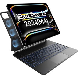   HOU iPad Pro 13 (M4) Futrola s tipkovnicom - QWERTZ, Pozadinsko osvjetljenje, Precizan Trackpad, Magnetski dizajn, Bluetooth povezivanje, Za modele 2024