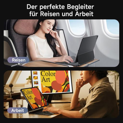 HOU iPad Pro 13 (M4) Futrola s tipkovnicom - QWERTZ, Pozadinsko osvjetljenje, Precizan Trackpad, Magnetski dizajn, Bluetooth povezivanje, Za modele 2024