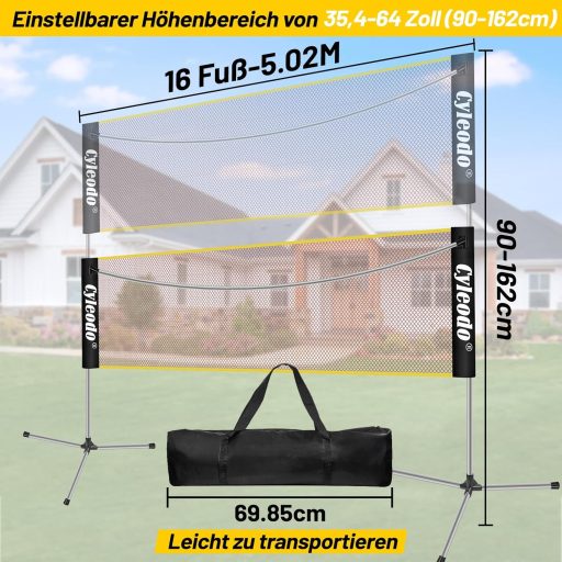 Cyleodo hordozható tollaslabda háló szett 5m magasságállítható pikklibál röplabda