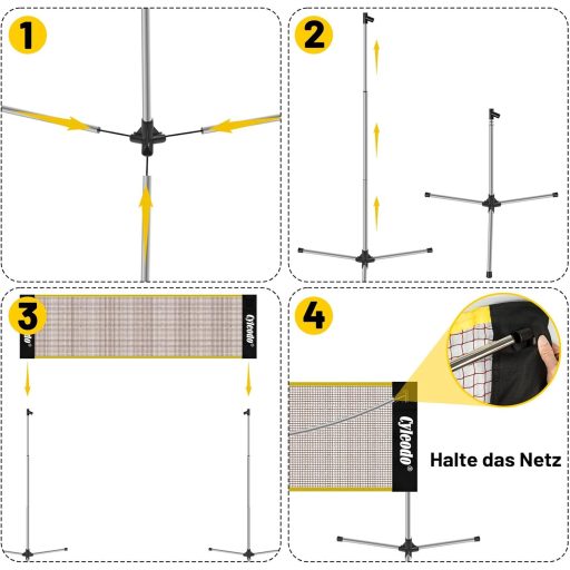 Cyleodo hordozható tollaslabda háló szett 5m magasságállítható pikklibál röplabda