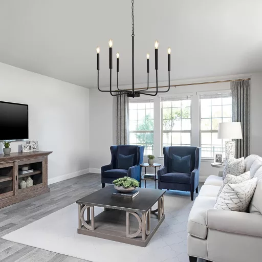 WTUOING Candelabru Negru cu 6 Becuri - Lampă Suspendată Vintage cu Suport Reglabil pentru Lumânări - Lampă de Tavan Industrială Modernă pentru Living, Dormitor, Sufragerie