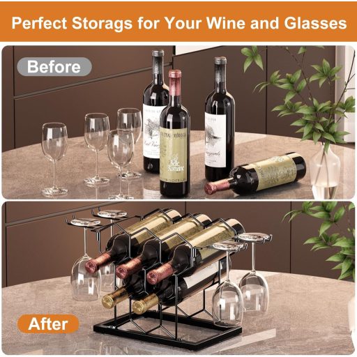 Suport de vin pentru masă THYGIFTREE, hexagonal, pentru 8 sticle, negru