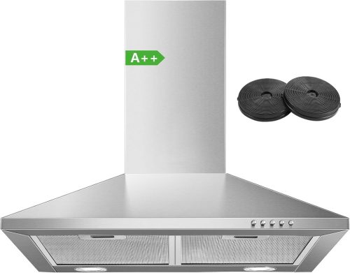 Hotă de perete SNDOAS 60 cm, inox, Clasa energetică A++, putere de aspirare 350 m³/h, 3 trepte de viteză, iluminare LED, cu filtru de carbon activ.