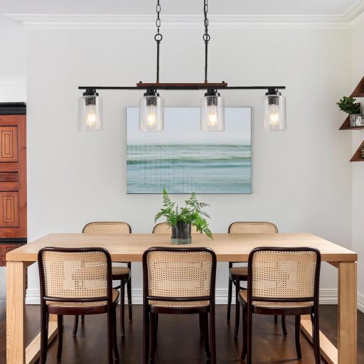 HvKvHvY crna moderna stropna svjetiljka s 4 grla E27, stil seoske kuće, za kuhinju, dnevni boravak, spavaću sobu