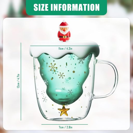 SUPRROW Karácsonyi Dupla Falú Üveg Kávéscsésze Tetővel Macchiato Pohár