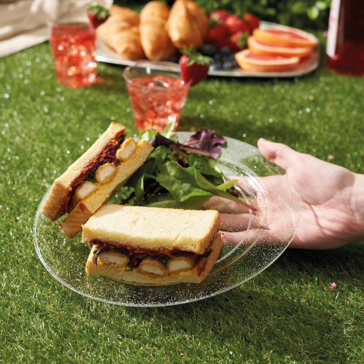 MATANA 25 db Ezüst Csillogó Műanyag Tányér 26 cm, Újrahasználható Parti Tányér