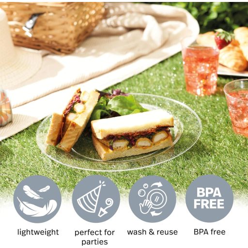 MATANA 25 db Ezüst Csillogó Műanyag Tányér 26 cm, Újrahasználható Parti Tányér