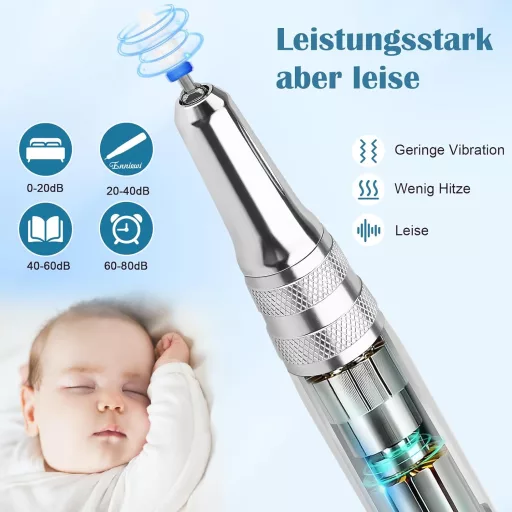 Enniewi 35000 RPM Elektromos Körömcsiszoló LED Kijelzővel, Töltöthető, Halk, Professzionális - Weiß