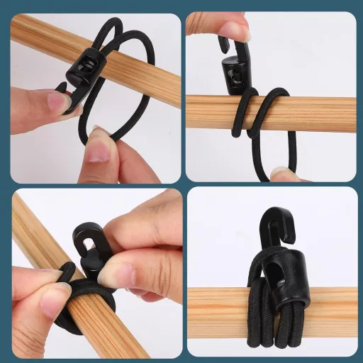 JULMELON Bungee Cord 20 db Horogos Gumikötél 15 cm Ponyvafeszítő