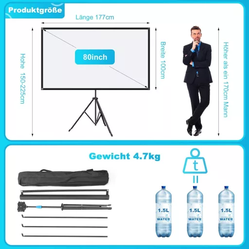 VISULAPEX 80 Colos ALR Vetítővászon 16:9 HD Tripod Állvánnyal Otthoni Moziba