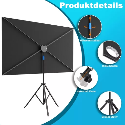 VISULAPEX 80 Colos ALR Vetítővászon 16:9 HD Tripod Állvánnyal Otthoni Moziba