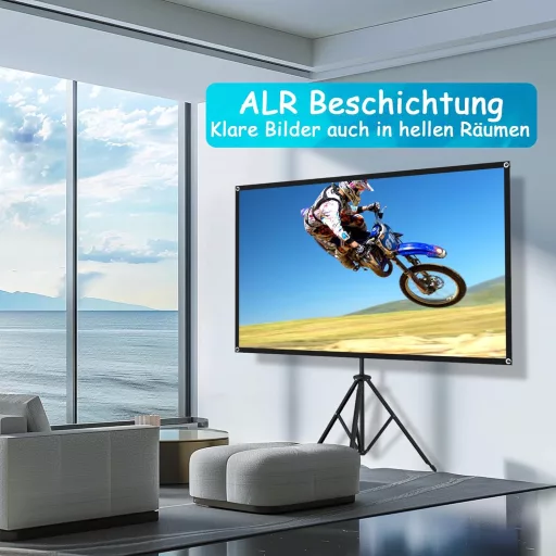 Ecran de proiecție VISULAPEX de 80 inchi ALR, 16:9 HD, cu trepied, pentru cinema acasă