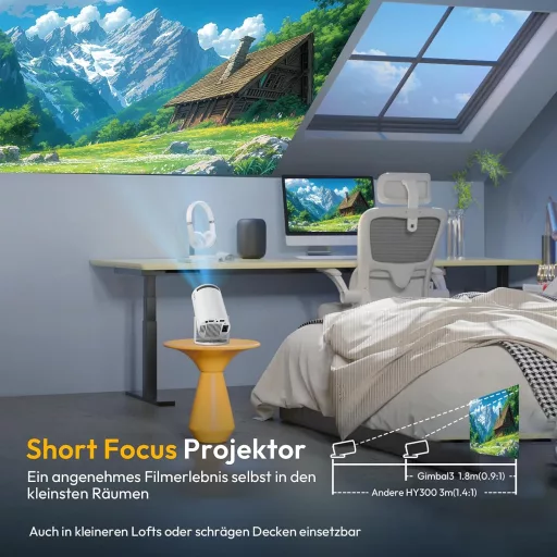 Mini Proiector XGODY Gimbal 3 Android 11.0, HD Nativ 720P Suport 4K, 12000 Lumeni WiFi 6 Bluetooth Beamer Portabil Cinema Acasă