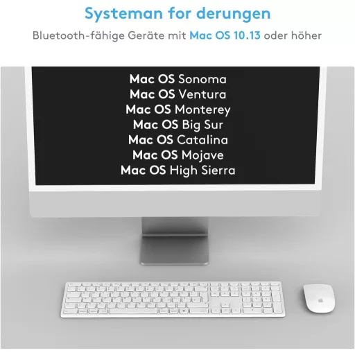 Tastatură wireless Bluetooth Yivandi pentru Mac cu tastatură numerică QWERTZ
