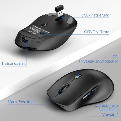 MOOJAY Wireless Ergonomikus Billentyűzet és Egér Szett, 2.4G Töltölthető, Csendes, Csukló Támasztékkal