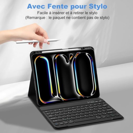 Puzdro s Bluetooth klávesnicou GAOJIE pre iPad Pro 13 palcov M4 2024, AZERTY francúzske rozloženie, čierne