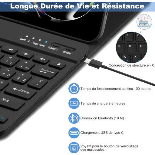 Puzdro s Bluetooth klávesnicou GAOJIE pre iPad Pro 13 palcov M4 2024, AZERTY francúzske rozloženie, čierne