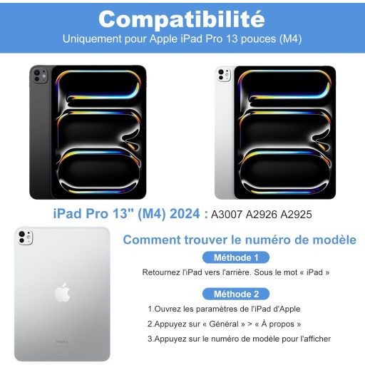 GAOJIE Husă cu tastatură Bluetooth AZERTY franceză neagră pentru iPad Pro 13 inch M4 2024