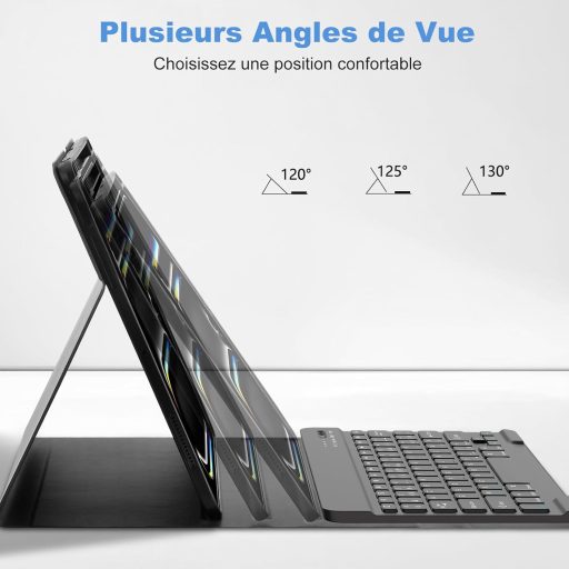 GAOJIE iPad Pro 13 inch M4 2024 Bluetooth billentyűzet tok AZERTY francia fekete