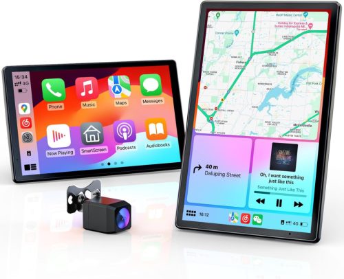 Krunia 8" Prenosný displej do auta s podporou Apple CarPlay a Android Auto, rozlíšenie 1440x900 HD, magnetické uchytenie, cúvacia kamera, GPS navigácia