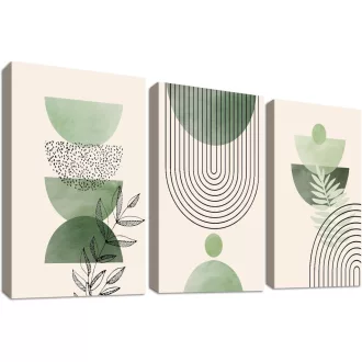   HALFLEMART Boho Sage Green Vászonkép Geometrikus Mintás Fali Dekoráció 150x70cm
