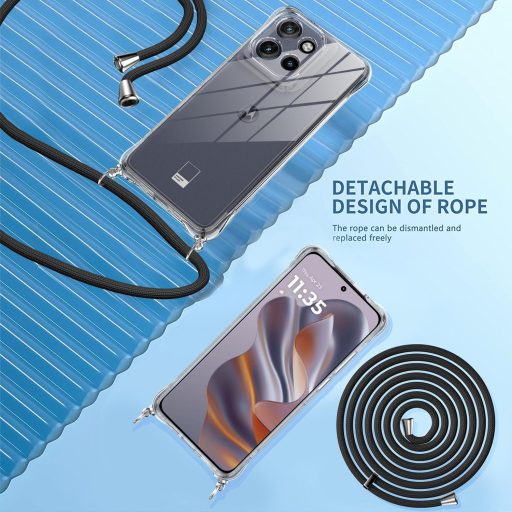 TTSWJBD Priehľadné puzdro na telefón so šnúrkou na krk pre Motorola Moto Edge 50 Neo – odnímateľná šnúrka, s ochranou displeja, nastaviteľná dĺžka na zavesenie na krk