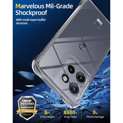 TTSWJBD prozirna maska za telefon s vezicom za nošenje oko vrata za Motorola Moto Edge 50 Neo - Odvojiva vezica, zaštitna folija za zaslon, podesiva duljina