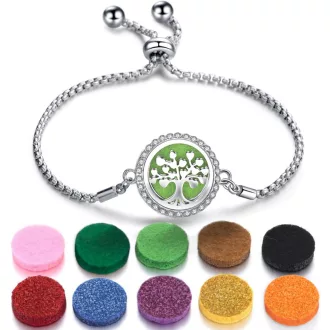   SIXDUTON Állítható Rozsdamentes Acél Életfa Aromaterápia Karkötő Színes Filc Betétekkel