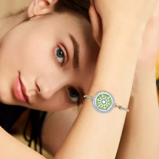 SIXDUTON Nastaviteľný náramok na aromaterapiu z nehrdzavejúcej ocele s motívom stromu života a farebnými plstenými vložkami