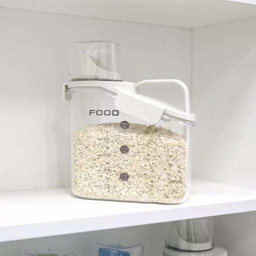 Recipient etanș LANGMINGDE de 1.5L cu capac alb din plastic, pentru cereale