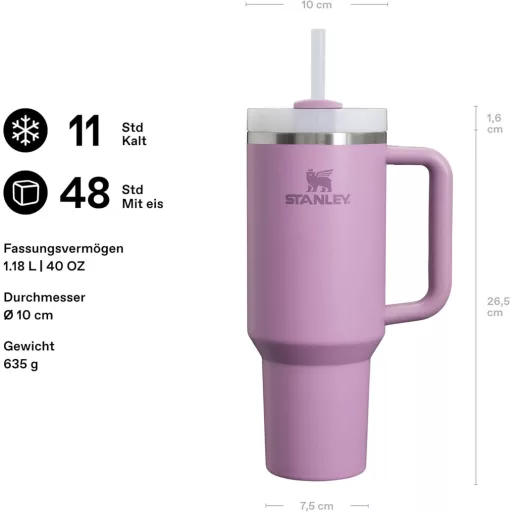 STANLEY Quencher H2.0 1,2L Termikus Ivópalack Szívószállal, 11 Órás Hűtés, Lila - 1.2L, Fliederfarben, Core