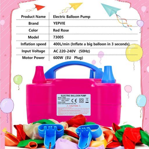 YEPVIE 600W Elektromos Léggömb Pumpa Dupla Fúvókával és 14 Garland Szett