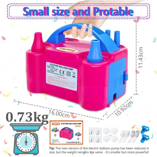 YEPVIE 600W Elektromos Léggömb Pumpa Dupla Fúvókával és 14 Garland Szett
