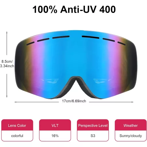 Ochelari de schi pentru copii YOOXARMOR, lentilă dublă anti-aburire, 6-14 ani, protecție UV400