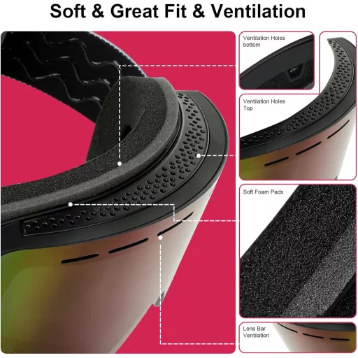 Ochelari de schi pentru copii YOOXARMOR, lentilă dublă anti-aburire, 6-14 ani, protecție UV400