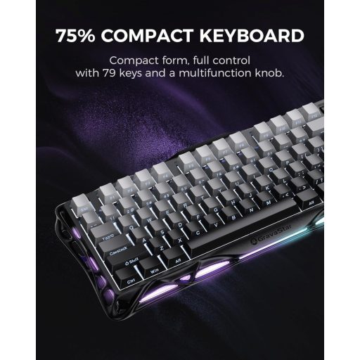 GravaStar Mercury K1 75% Mechanikus Gaming Billentyűzet Alumínium Exoskeleton RGB